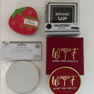 Drink Up Coasters Set - Black and White